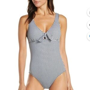 Tommy Bahama Gingham Reversible One-Piece Black & White Swimsuit | XS/S